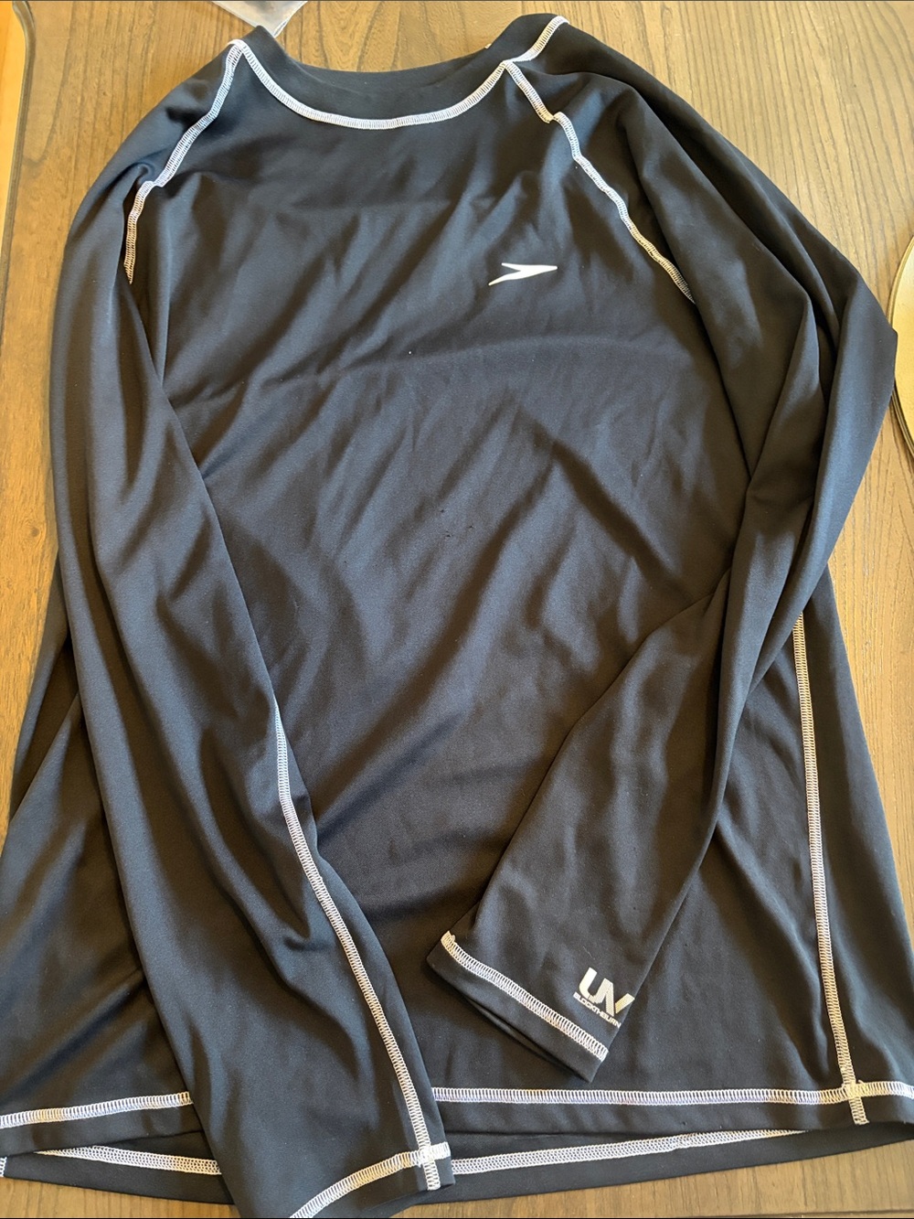 Speedo Men's Black Long-Sleeve Performance Swim Jacket with Gray Trim